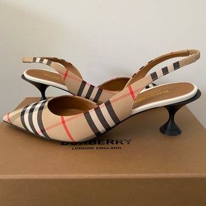 NEW BURBERRY Nova leticia pointed sling back pumps